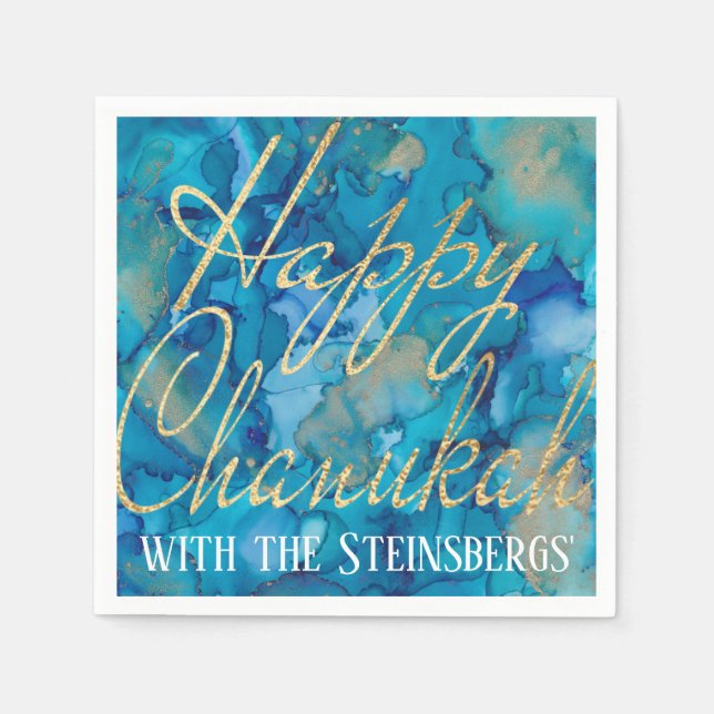 Hanukkah Blues and Golds Pappersservett (Framsidan)