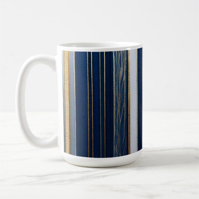 Hanukkah Blues Rand Blue White Guld Kaffemugg (Vänster)