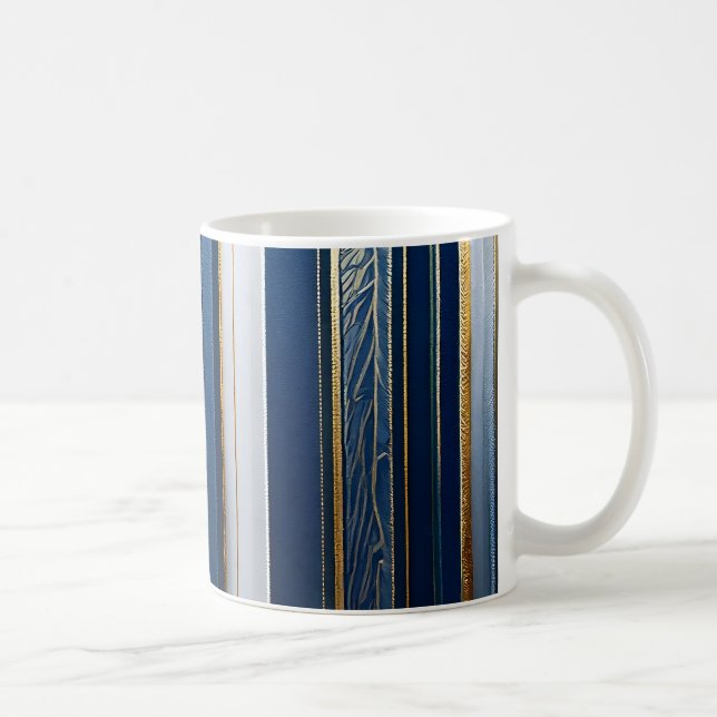 Hanukkah Blues Rand Blue White Guld Kaffemugg (Höger)