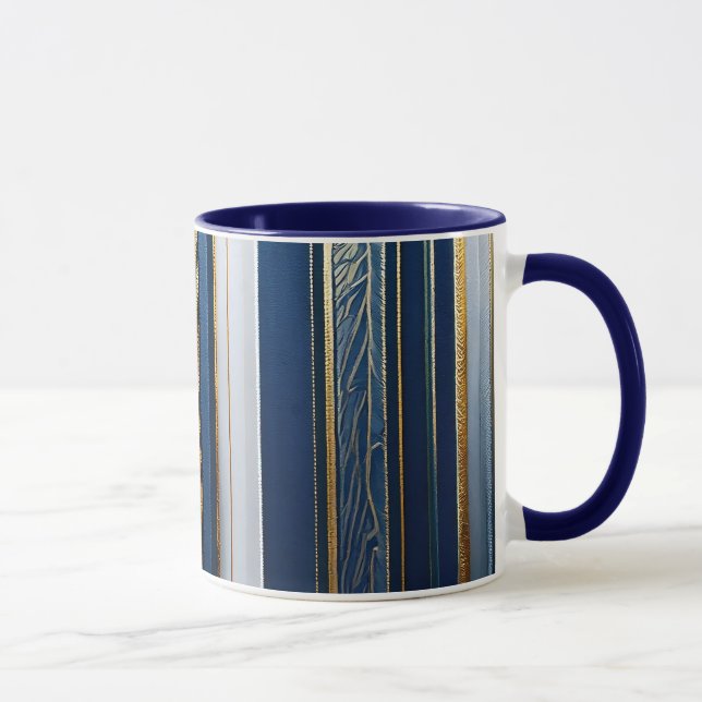Hanukkah Blues Rand Blue White Guld Mugg (Höger)
