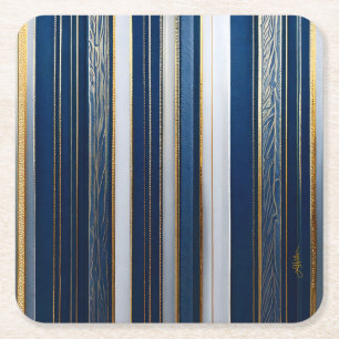 Hanukkah Blues Rand Blue White Guld Underlägg Papper Kvadrat