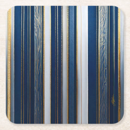 Hanukkah Blues Rand Blue White Guld Underlägg Papper Kvadrat