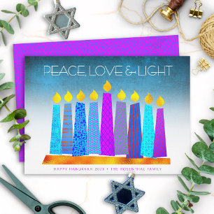 Hanukkah Boho Candles Peace Kärlek Light Turcos Julkort