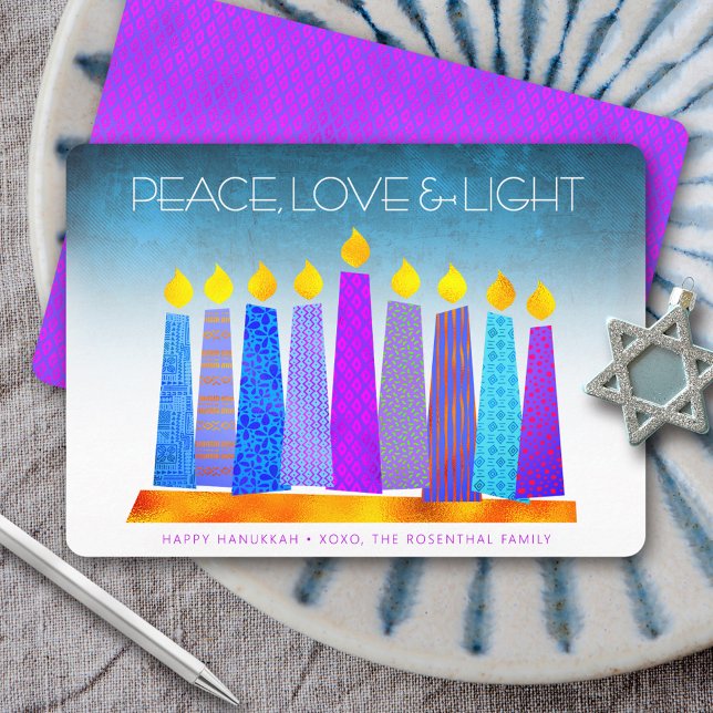 Hanukkah Boho Candles Turcos Peace Kärlek Light Julkort (Skapare uppladdad)