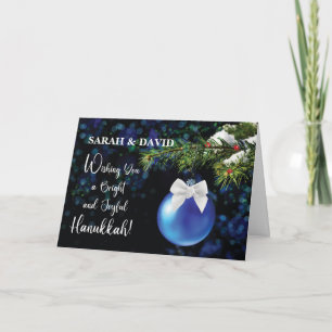 Hanukkah Bright och Glatt Blue Ornament på Bough Kort