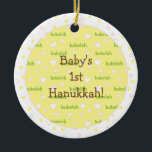 Hanukkah "Bubeleh" Rosa/Grönt Circle Ornament<br><div class="desc">Hanukkah "Bubeleh"Rosa/Grönt Circle Ornament. (2 sided) Personalisera genom att stryka "Baby 1st Hanukkah" på framsidan och baksidan av prydnadsföremål. Skriv sedan in ditt eget ord i ditt favoritteckensnitt färg, storlekt och stil. Tack för att du stannade och shoppade förbi. Mycket uppskattat! Lycklig Chanukah/Hanukkah! Ge träd mycket mer helgdag med en...</div>