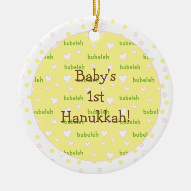 Hanukkah "Bubeleh" Rosa/Grönt Circle Ornament (Framsidan)