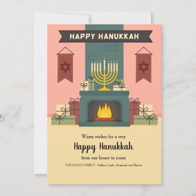 Hanukkah by the Fire Greeting Card Julkort (Framsida)