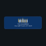 Hanukkah Candles Blue helgdagars Returadress Etikett<br><div class="desc">Anpassa din helgdag med den här roliga hanukah-ljusets returadressetikett. Du kan hitta ytterligare samordningsposter i vår " Lycklig Hanukkah Candles"-samling.</div>