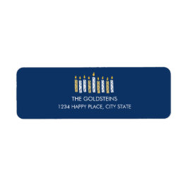 Hanukkah Candles Blue helgdagars Returadress Etikett