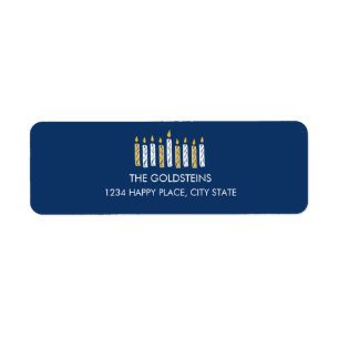 Hanukkah Candles Blue helgdagars Returadress Etikett
