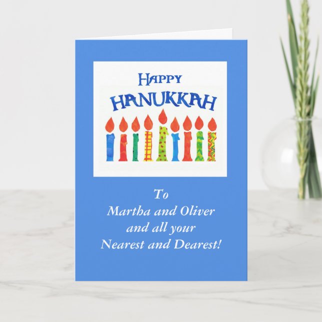 Hanukkah Candles Greeting Card för att anpassa Helgkort (Framsida)