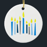 HANUKKAH CANDLES JULGRANSPRYDNAD KERAMIK<br><div class="desc">Det här är en vacker bild för Lycklig Hanukkah. Använda den här designen till ge som gåva.</div>