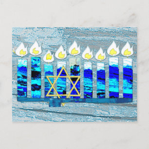 Hanukkah Candles med David Guld Star Helg Vykort