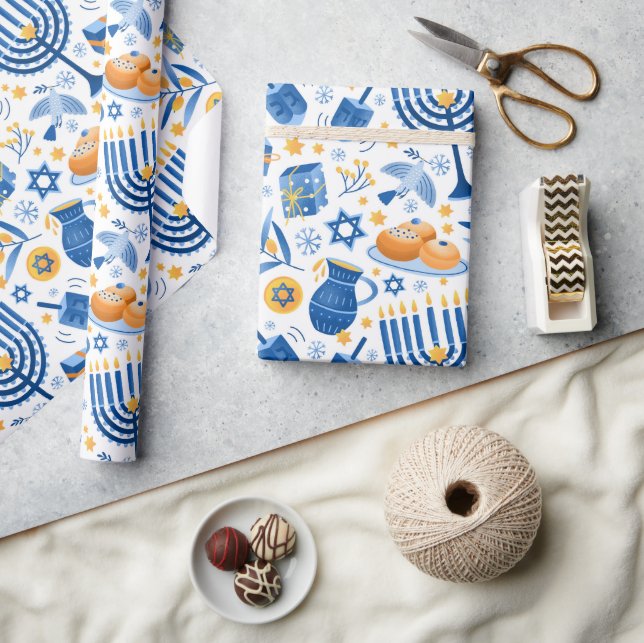 Hanukkah Candles Wrapping Papper Presentpapper (Hantverk)