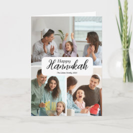 Hanukkah Card 3 Photo Collage Helgdag Bling Kort