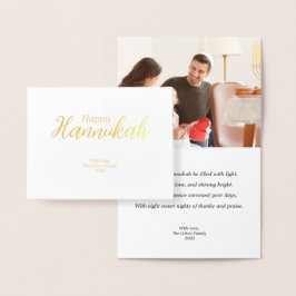 Hanukkah Card-familjen Photo Helgdag Blating Guld Folierat Kort