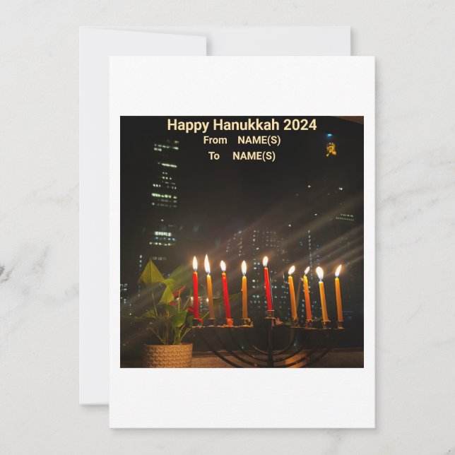 Hanukkah Card Menorah Julkort (Framsida)