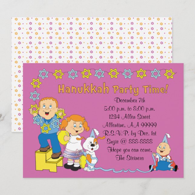 Hanukkah Card-partiinbjudan 7" x 5" personlig Inbjudningar (Fram/baksida)
