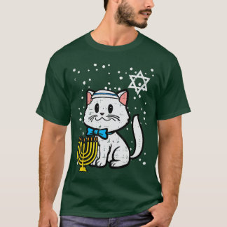 Hanukkah Cat Cute Chanukah Jewish Women Girls oddl T Shirt