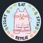 Hanukkah CAT Stickers "Light, Eat, Spin, Repeat" Runt Klistermärke<br><div class="desc">Hanukkah/Chanukah CAT-klistermärken, "Light, Eat, Spin, Repeat" Hur som helst, jag stavar det, Chanukah är en av mina favorithelgdagar. Ha roligt att använda de här klisterlapparna som tårtspatchar, presenter, märkre för att stänga påsar eller spelar ingen roll sten, dina festligheter! Tack för att du stannade och shoppade förbi! Ditt företag är...</div>