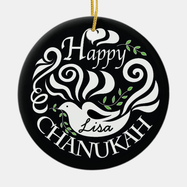 Hanukkah Chanukah Blackboard Dove Circle Ornament (Framsidan)