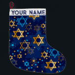 Hanukkah Chanukah Blue Modern Juljudisk Lar Stor Julstrumpa<br><div class="desc">Hanukah,  menorah,  hemdekor,  Hanukkah-dekoration,  färgstark menorah,  judisk december,  menorahstrum,  personlig,  festival av ljus, </div>