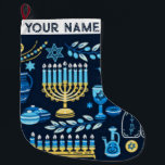 Hanukkah Chanukah Blue Modern Juljudisk Stor Julstrumpa<br><div class="desc">Hanukah,  menorah,  hemdekor,  Hanukkah-dekoration,  färgstark menorah,  judisk december,  menorahstrum,  personlig,  festival av ljus, </div>