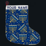 Hanukkah Chanukah Blue Modern Juljudisk Stor Julstrumpa<br><div class="desc">Hanukah,  menorah,  hemdekor,  Hanukkah-dekoration,  färgstark menorah,  judisk december,  menorahstrum,  personlig,  festival av ljus, </div>
