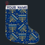 Hanukkah Chanukah Blue Modern Juljudisk Stor Julstrumpa<br><div class="desc">Hanukah,  menorah,  hemdekor,  Hanukkah-dekoration,  färgstark menorah,  judisk december,  menorahstrum,  personlig,  festival av ljus, </div>