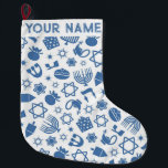 Hanukkah Chanukah Blue Modern Juljudisk Stor Julstrumpa<br><div class="desc">Hanukah,  menorah,  hemdekor,  Hanukkah-dekoration,  färgstark menorah,  judisk december,  menorahstrum,  personlig,  festival av ljus, </div>