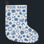 Hanukkah Chanukah Blue Modern Juljudisk Stor Julstrumpa<br><div class="desc">Hanukah,  menorah,  hemdekor,  Hanukkah-dekoration,  färgstark menorah,  judisk december,  menorahstrum,  personlig,  festival av ljus, </div>