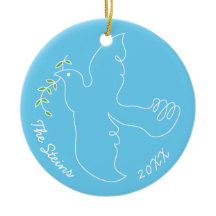 Hanukkah "Chanukah Dove" Circle Ornament