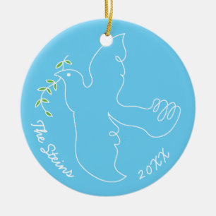 Hanukkah ’Chanukah Dove’ Circle Ornament