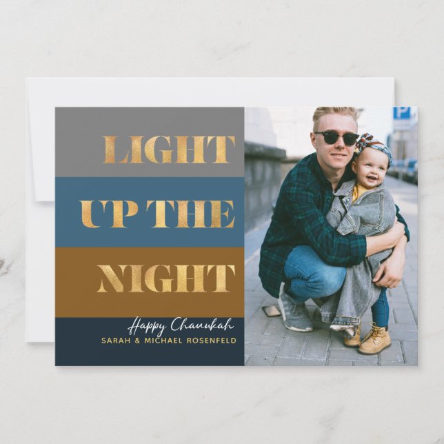 Hanukkah Chanukah Guld Ljusade upp nattfoto (Framsida)