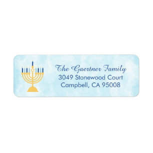 Hanukkah Chanukah menora Returadress Etikett
