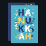 HANUKKAH Chanukah Menorah Dreidel Greeting Card<br><div class="desc">Vårt Hanukkah Greeting-kort med en dröm, menorah, gelégodis och judiska stjärnor av David är ett vackert, roligt sätt att önska familj och vänner en Lycklig Hanukkah i stil. . Anpassa med din anpassningsbar hälsning på motsatt sida för att verkligen göra det till ett slag. Fråga: Skicka e-post eller skicka e-post...</div>