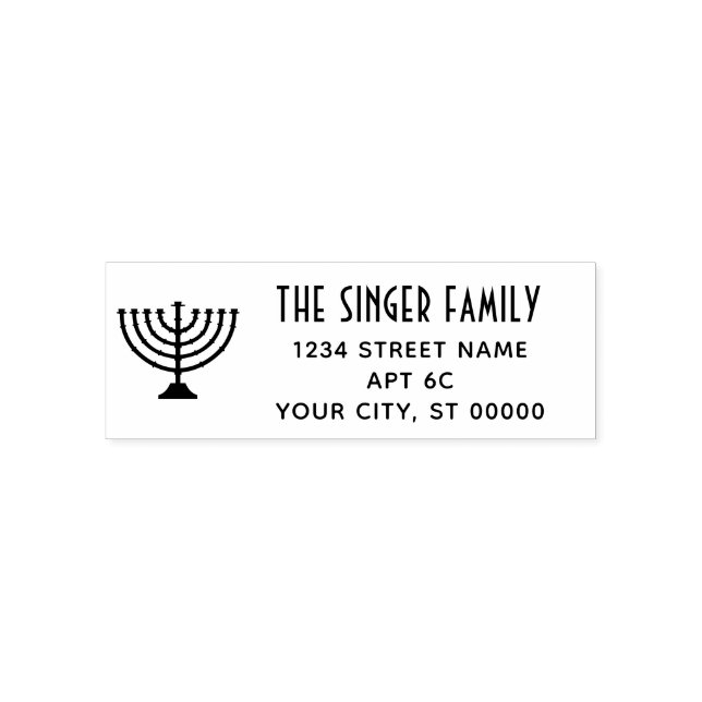 Hanukkah Chanukah Menorah Namn Returadress Självfärgande Stämpel (Design)