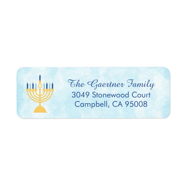 Hanukkah Chanukah Menorah Returadress Etikett (Framsidan)