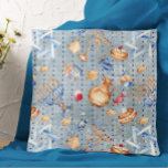 Hanukkah Chanukah Menorah Watercolor Blue Mönster Kudde<br><div class="desc">Den här designen har skapats med digitalteknik. Det kan vara personlig genom att klicka på anpassningsknappen och ändra färg, lägga till namn, initialer eller ord. Kontakta mig på colorflowcreations@gmail.com om du vill ha denna design på en annan produkt. Köp min ursprungliga abstrakt-akrylmålning för försäljning på www.etsy.com/shop/colorflowart. Se fler av mina...</div>