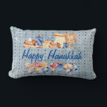 Hanukkah Chanukah Menorah Watercolor Blue Mönster Lumbarkudde<br><div class="desc">Den här designen har skapats med digitalteknik. Det kan vara personlig genom att klicka på anpassningsknappen och ändra färg, lägga till namn, initialer eller ord. Kontakta mig på colorflowcreations@gmail.com om du vill ha denna design på en annan produkt. Köp min ursprungliga abstrakt-akrylmålning för försäljning på www.etsy.com/shop/colorflowart. Se fler av mina...</div>