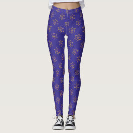 Hanukkah Chanukah Star of David Menorah Guld Blue Leggings