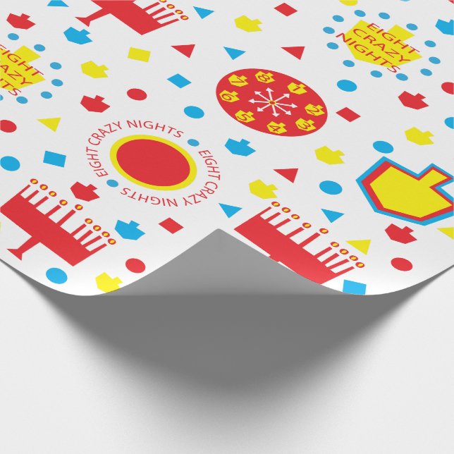 Hanukkah/Chanukah Wrapping Papper Colorful Crazy 8 Presentpapper (Hörn)