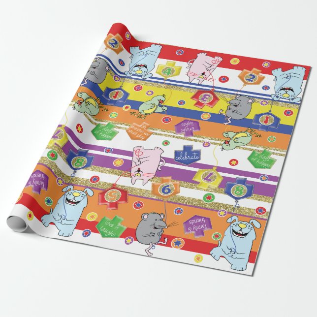 Hanukkah/Chanukah Wrapping Papprare Mouse och vänn Presentpapper (Utrullad)