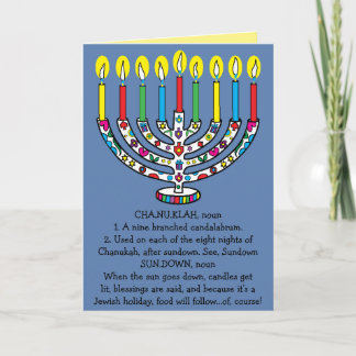 Hanukkah Chanukiah Funny Menorah Helgkort