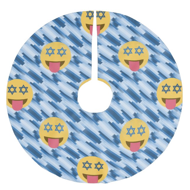 hanukkah chanukkah emoji julgran skirt julafton julgransmatta borstad polyester (Framsidan)