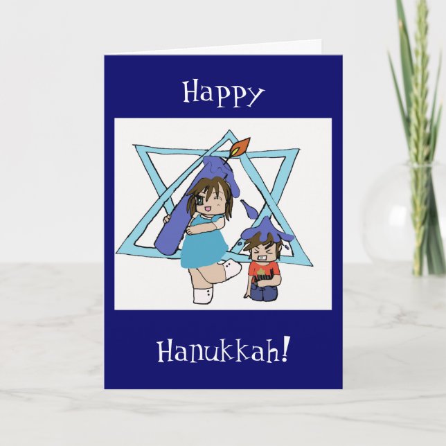 Hanukkah chibi helgkort (Framsida)