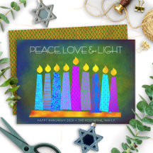Hanukkah Chic Boho Candles Peace Kärlek Ljust grön