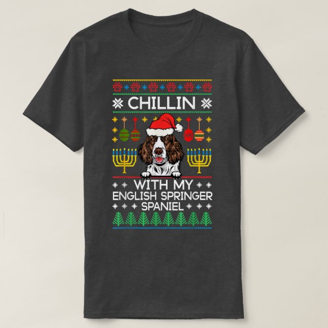 Hanukkah Chillin med min engelska Springer spanel T Shirt (Design framsida)
