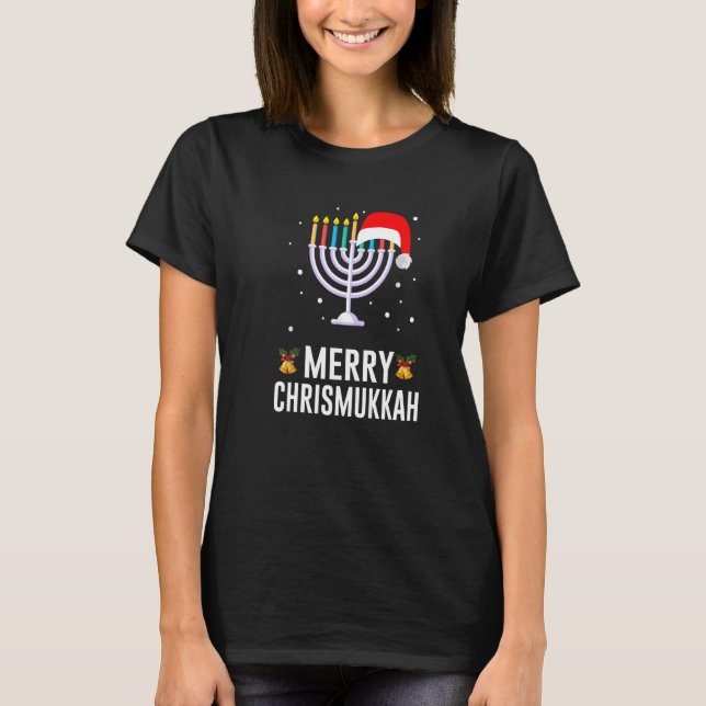 Hanukkah Christmas  Merry Happy Chrismukkah Jewish T Shirt (Framsida)